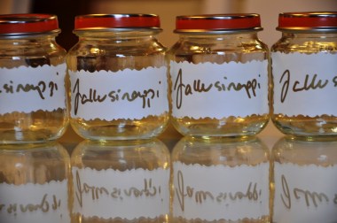 Tänä jouluna sinappipurkit olivat vielä oman piltin tyhjentämiä purkkeja, mutta ensi vuonna joutuu varmaan taas pyytelemään vauvaperheiltä jeesiä.
